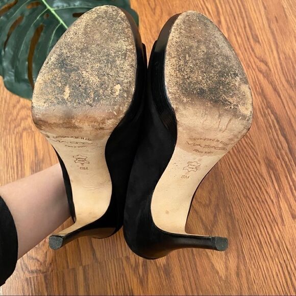 Via Spiga Black Elvis Nappa Heeled Ankle Booties 8 - Picture 5 of 6